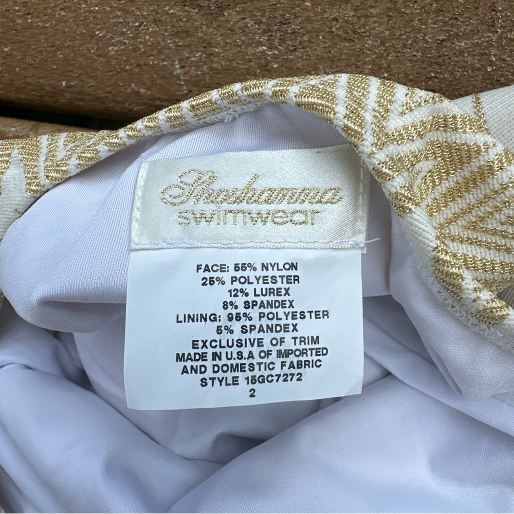 Shoshanna Gold Geometric Halter One Piece Swimsuit size 2 NWOT see below A9 - Picture 5 of 6